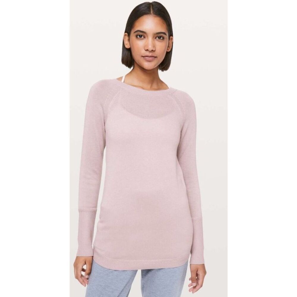 Lululemon Unity Drop Back Long Sleeve Sweater‎ Cashmere Blend Dusty Rose Size 6